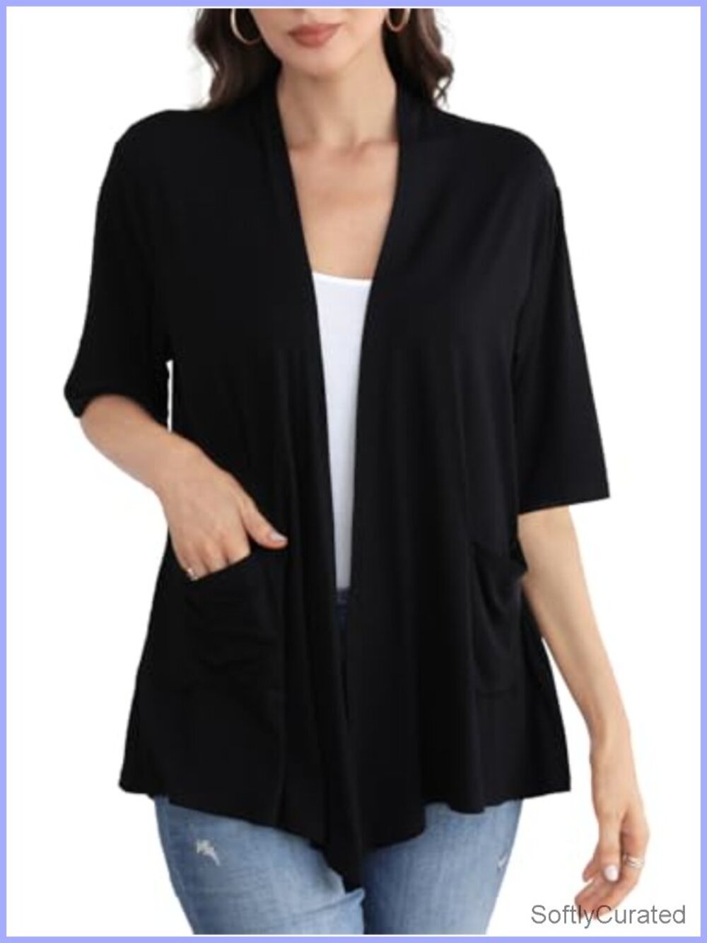 Women Lightweight Modal Summer Cardigan Short Sleeve Open Front Kimono Cover Up